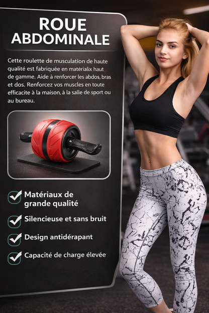 NomadeSport™ : Roue abdominale à rebond avec tapis